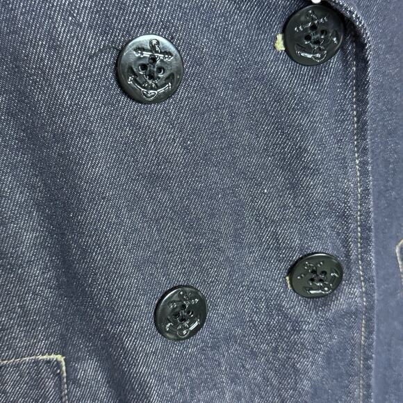 LADIES GAP INDIGO DENIM PEA COAT DOUBLE BREASTED NOTCH COLLAR JACKET SIZE M - Picture 3 of 6